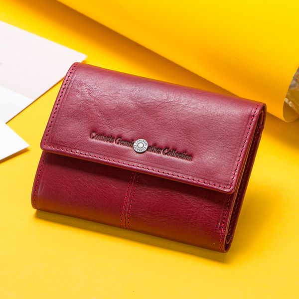 

contact's fashion coin purse zipper wallet genuine leather women wallets small money bag for ladies short billfold card holder, Red;black