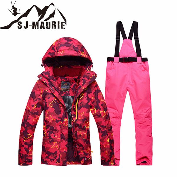 

sj-maurie women snow suit ski jacket pants suit set outdoor sports snowboard waterproof windbreaker winter coat jacket