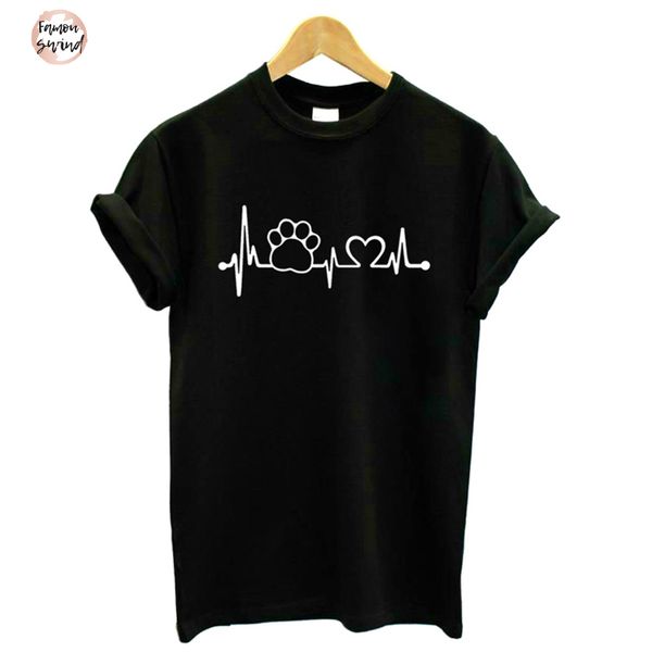 

paw лето женщины блузы lifeline собака кошка tops casual halajuku повседневный смешная женщина плюс размер drop доставка, White