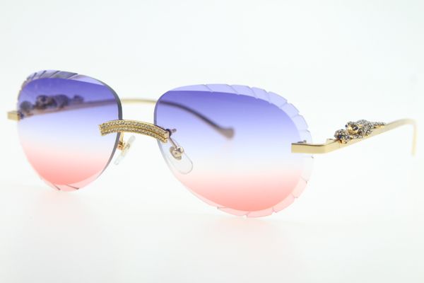 

2020 оптовая 3524016 rimless металла леопарда серии солнцезащитные очки унисекс объезда очки с коробкой резные синий объектив uv400 вождения, White;black