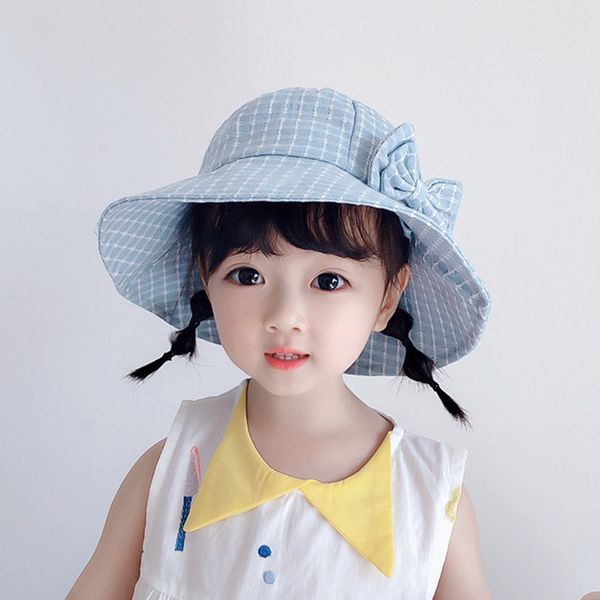 

baby girl hat cap for children kids toddlers panama bowknot bucket fishing floppy sun hat girls cartoon fashion for girls, Yellow