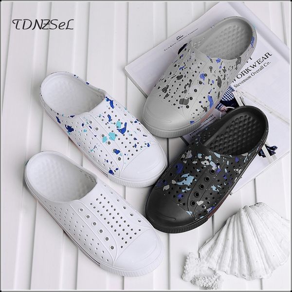 

sandals couple hole shoes crocks shoes rubber for men women white fashion summer beach slippers cholas hombre, Black