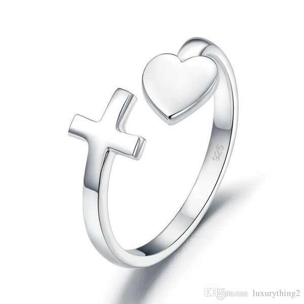 

exquisite band rings plain solid 925 sterling silver ring cross heart for women trendy stylish wedding party ring