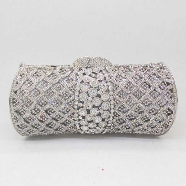 

boutique de fgg dazzling silver women crystal clutch purses evening bags bridal diamond minaudiere handbags ladies party bag