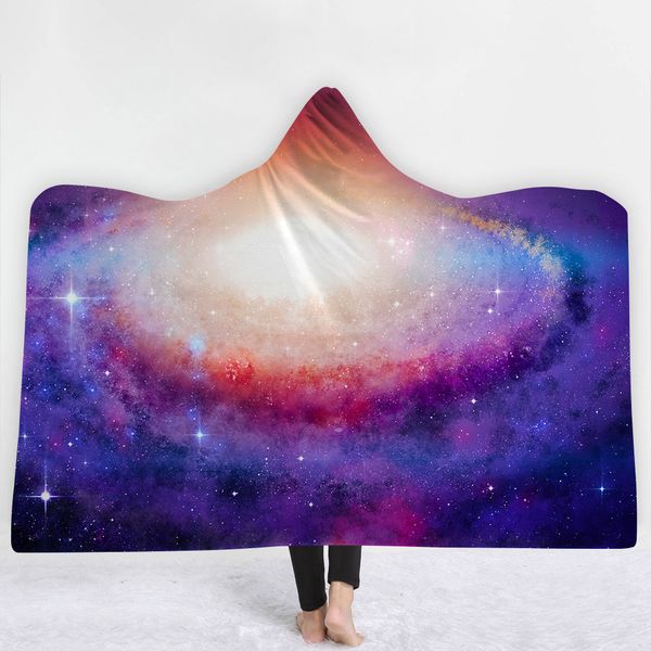

dream sky new style blanket keep warm soft comfortable universe blanket with hat deep blue purple high quality