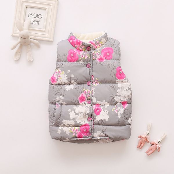 

детские девушки шляпа 2-7 т зима весна толстый жилет западный стиль цветочный узор детские зимние кардиган жилет 1, Blue