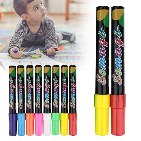

8 colors highlighter 5mm fluorescent liquid chalk marker pen for school art painting drawing kid gift stationery school supplies, Black;red
