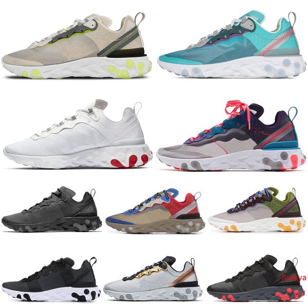 

wholesale react element 87 55 2019 running shoes men women moss black white metallic gold mens trainers sports sneakers size 36-45