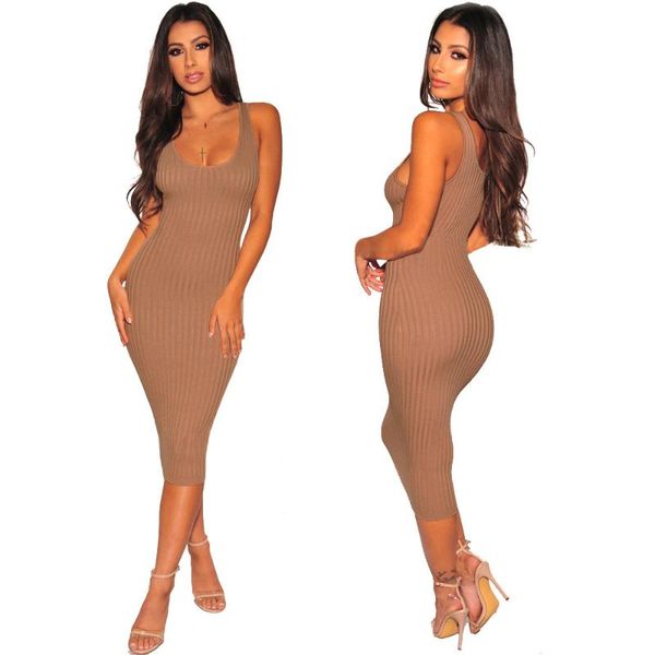 

casual dresses sleeveless bodycon vestido bottoming sweater dress european style knit, Black;gray