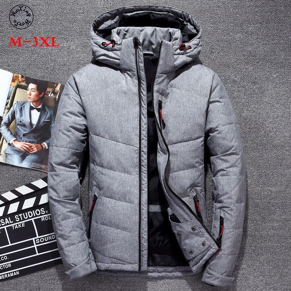 

woxingwosu new winter men's down coat thicked hooded jacket white duck down stand collar coats m-3xl, Black
