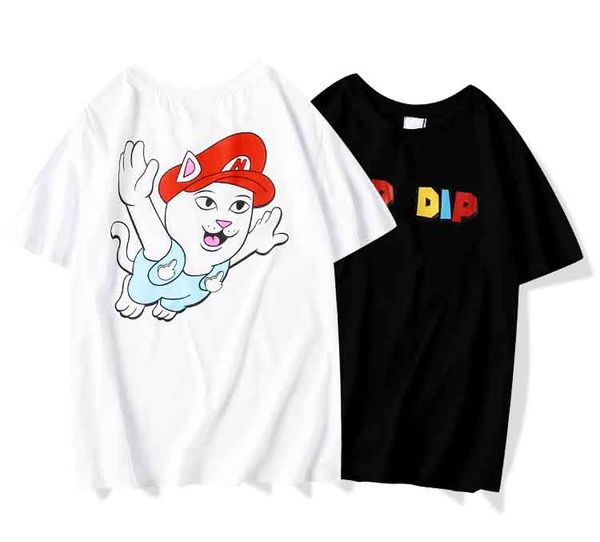 

2020/ripndips european american luxury designer t-shirts casual breathable trend t shirt high-quality fabric flying cat printing t-shirt, White;black