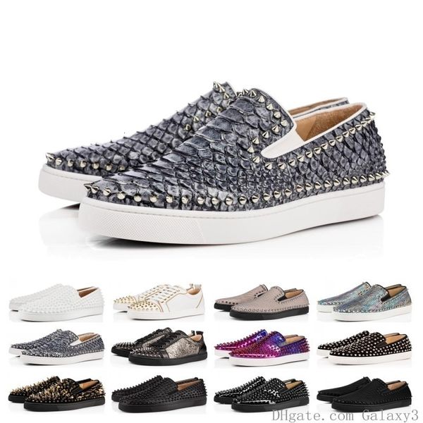 

wholesale designer shoes studded spikes flats shoes red bottoms shoes luxury mens womens party genuine leather sneakers size 36-46