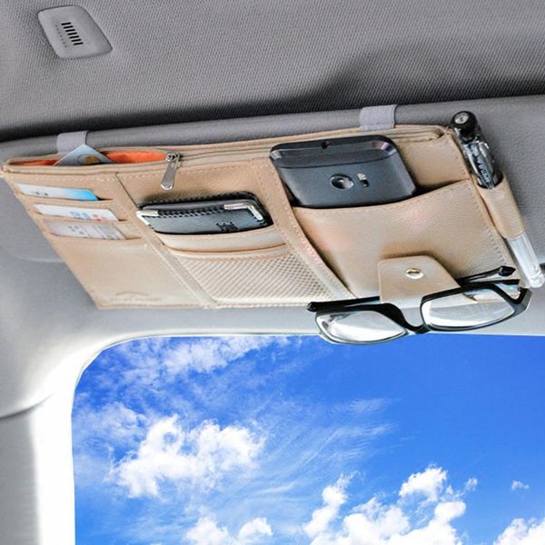 

car sun visor organizer pu fashion multifunction pu leather storage bag pouch card sunglasses holder clip visor storage clip