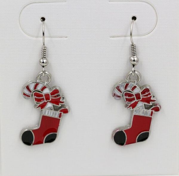 

серьги, красной эмаль рождествых носки серьги старинное серебро fishhook провод ухо 42 х 16 мм (309, Silver