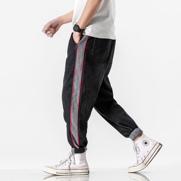 

casual baggy harem pants streetwear male trousers plus size men cargo pants 2020 new pocket joggers hip hop, Black