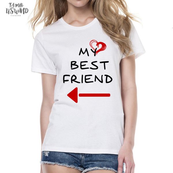 

women cute friend matching letter t shirt bff t shirt women lovers tee shirt my friend printing tshirt femme clothes, White
