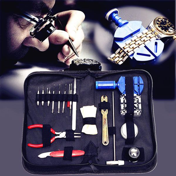 

19pcs watch repair tool kit link remover spring bar tool opener screwdriver case pak55