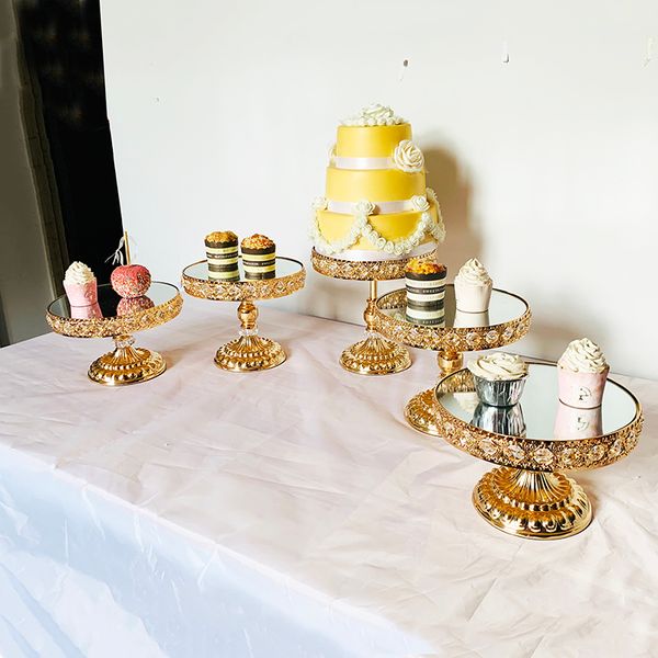 

gold cake stand round metal wedding party dessert cupcake pedestal display 10inch