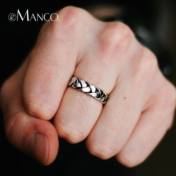 

e-manco 925 sterling silver rings wholesale punk rope rings wedding&engagement jewelry new arrival gifts, Golden;silver