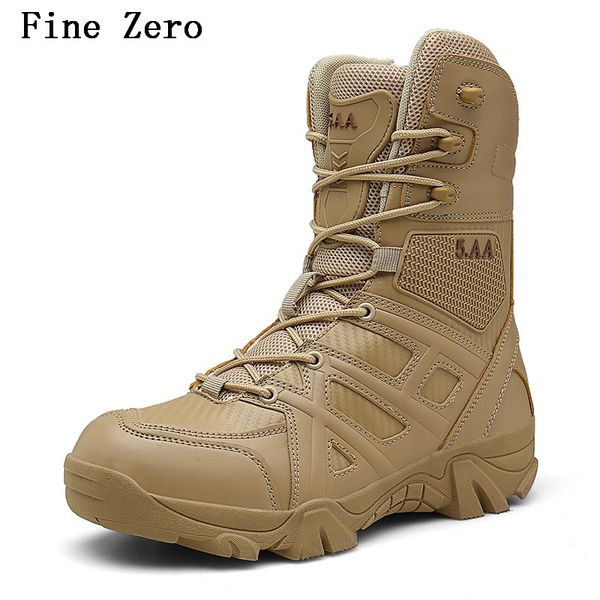 

new men brand leather boots special force tactical desert combat men's boots outdoor shoes ankle, Black