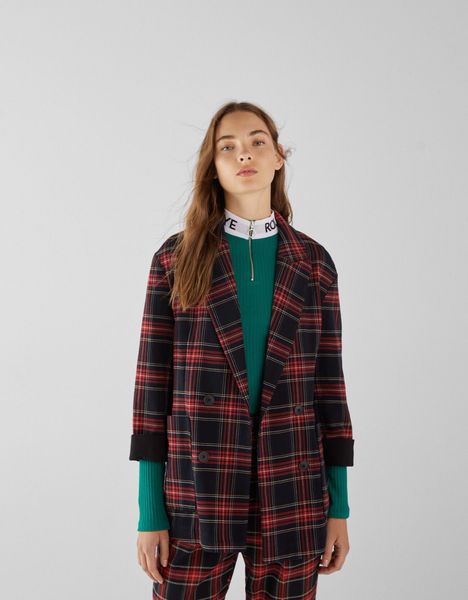 

fashionfashion женщины модный джек т осень и зима дамы клетчатый блейзер, White;black