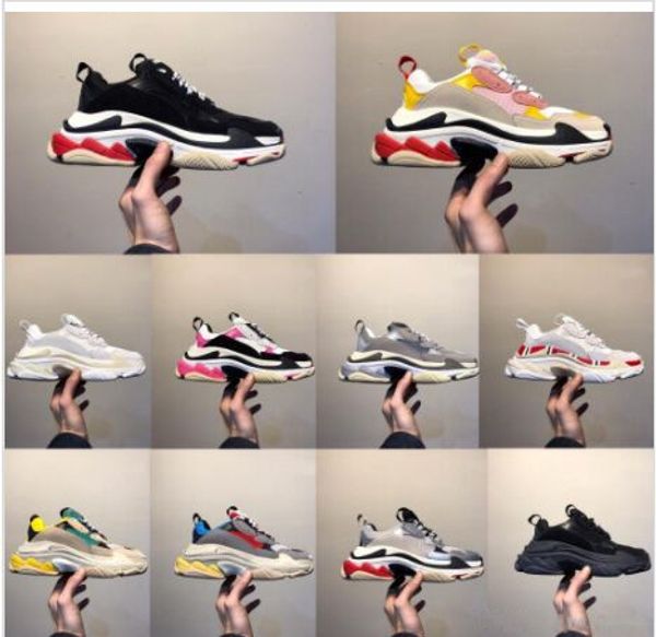 

paris 17fw triple-s walking shoes luxury dad shoes chaussures femme triple s 17fw sneakers for men women vintage old grandpa trainer outdoor