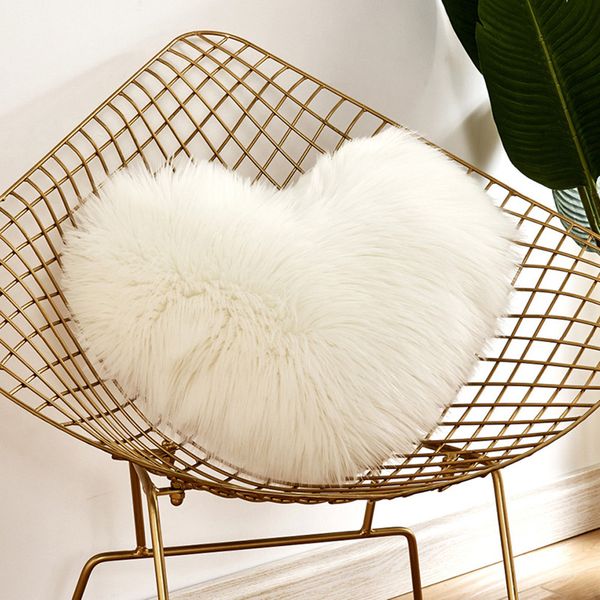 

heart shaped faux wool fur cushion covers fluffy soft plush throw pillow cover pillowcase pillowslip sofa car decor washable o12