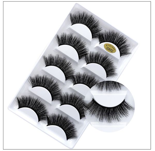 

thick mink lashes handmade reusable 5 pairs false eyelashes set natural long real mink fur hair makeup dhl fake lashes