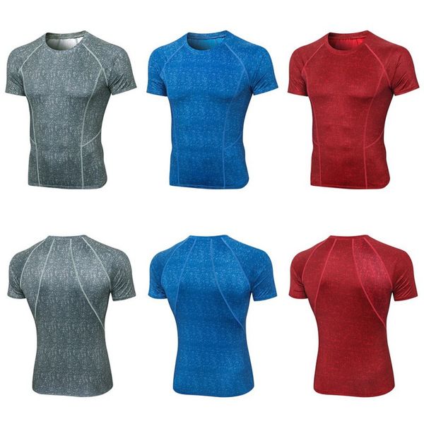 

men's sports short sleeve loose casual camouflage print fitness clothes running training high elasticity quick-drying t-shirt5, Black;blue