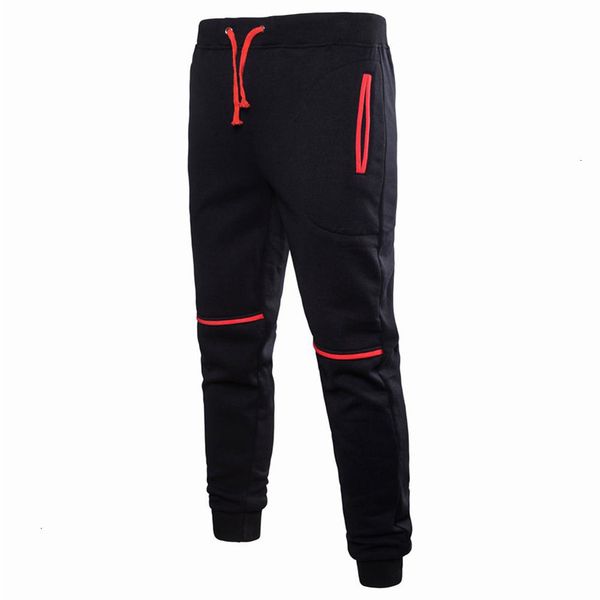 

summer mens pants fashion skinny sweatpants mens pure color pocket overalls casual pocket sport work casual trouser pants, Black