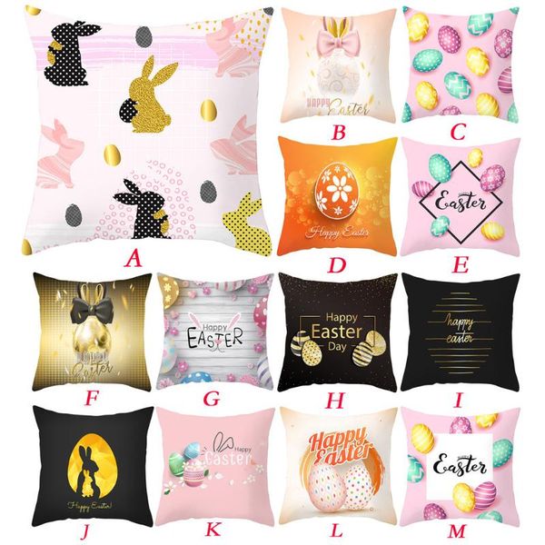

2020 happy easter pillow case polyester printed sofa throw cushion home decor wholesale dropshipping wholesale