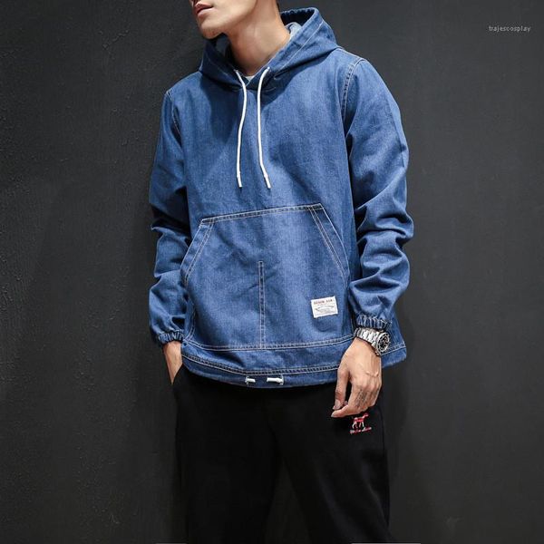 

loose sweatshirts mens designer denim hoodies fashion solid color long sleeve homme clothes pullover, Black
