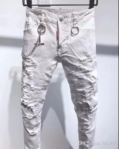 

2019 новый мужской rip denim рваные джинсы синий хлопок модные колготки весна / осень мужская тенденция 1688, Blue