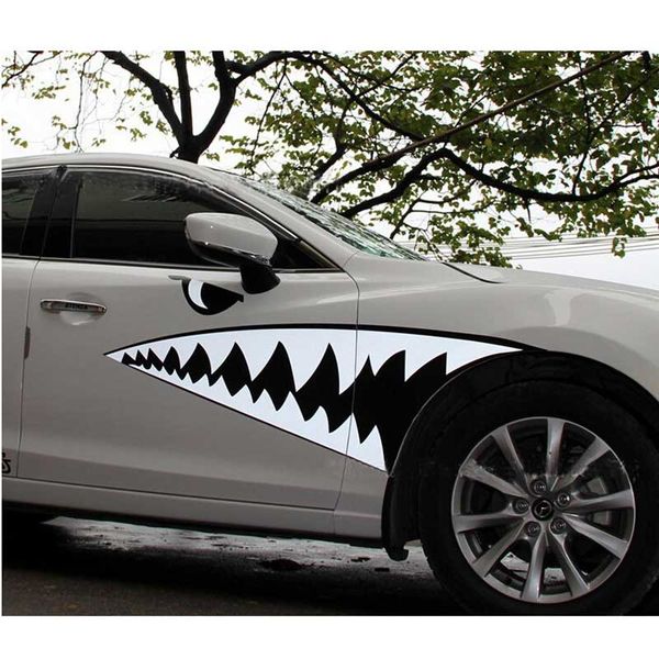 

shark mouth car sticker smart big white shark body color cover decals