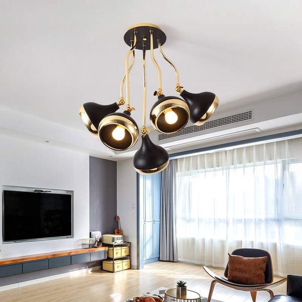 

e27 chandelier home decor lighting black design light fixtures modern kitchen bedoom living room lamp metal lustre