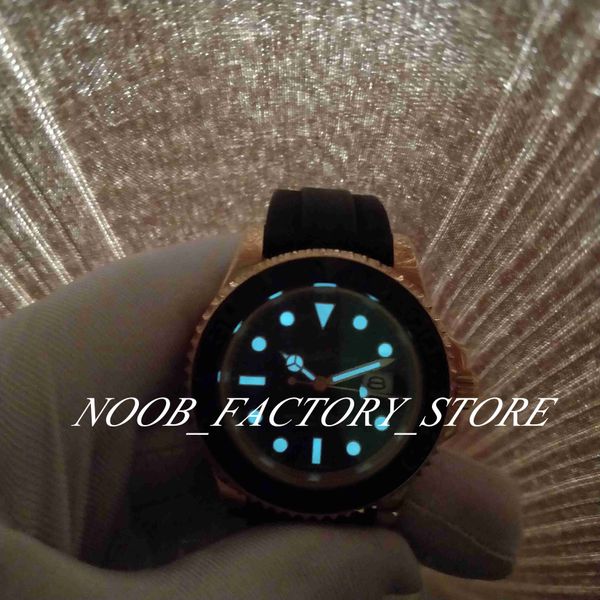 

luxury super bp factory ref. 116655 40mm ym men's rose gold with 2813 automatic movement rubber strap original clasp men's watch, Slivery;brown