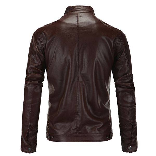 

men casual pu leather jackets fashion stand collar coat motorcycle pilot faux leather jacket dropshipping clothes, Black