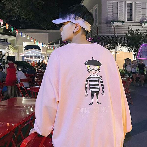 

japanese print hoodies teengaer fashion loose hip hop causal korean streetwear cotton stylish mens hoodie hoodie, Black