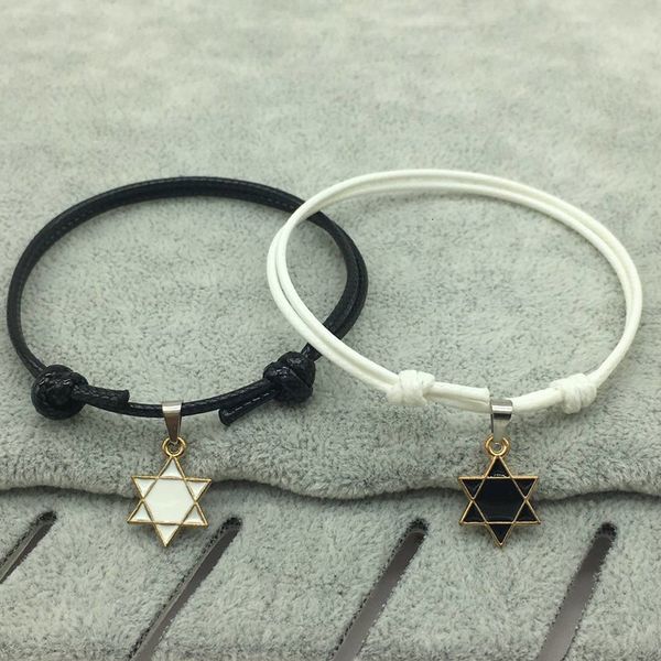 

2019 new fashion paired bracelets for women and men couple bracelets black and white handmade rope chain stars charm bracelet, Golden;silver