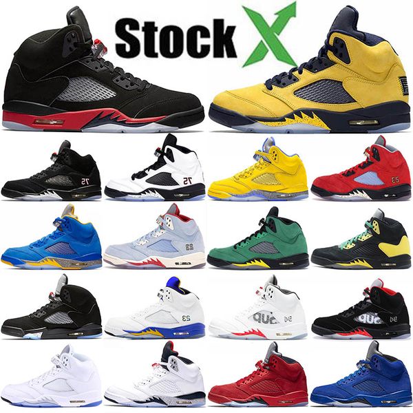 

supermen fashion sports sneakers 5s bred paris michigan fab international flight trophy room men laney yellow youth boys basketball shoes, White;red