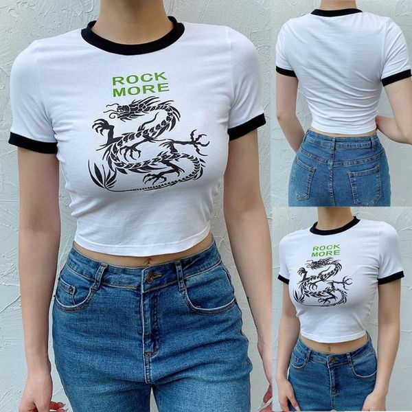

2020 women white chinese dragon print t shirt women casual tank tee streetwear summer korean hipster3.11, Gray;blue