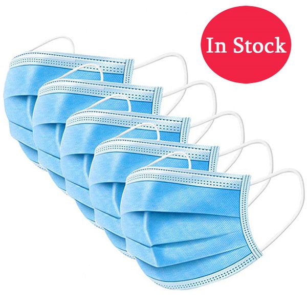 

in stock adults disposable face mask non woven mouth masks 3 layer anti-dust waterproof dust air pollution protection dhl