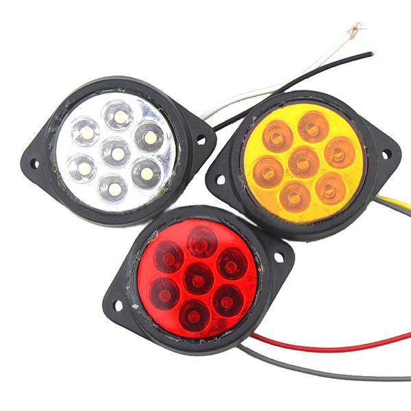 

1 pair 7 leds car side marker lights truck clearance lights round lamp for automobiles truck trailer 12v red yellow white