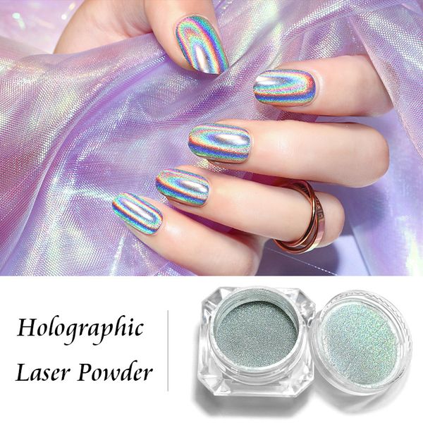 

holographic laser powder rainbow nail art chameleon glitter peacock chrome powder pigment manicure nail gel polish glitter dust, Silver;gold