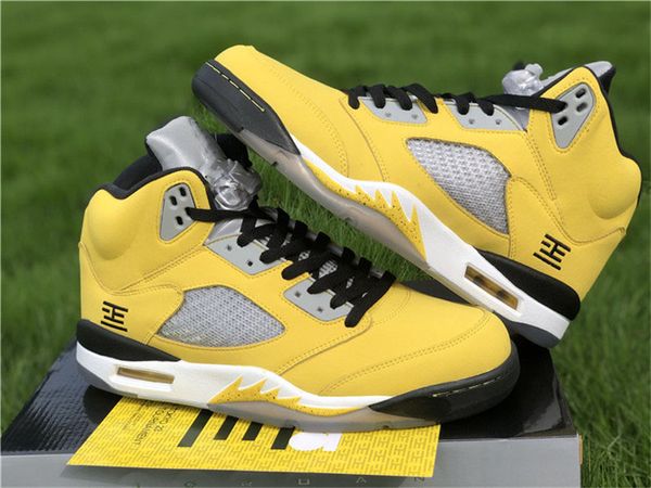 

authentic 5 tokyo 23 basketball shoes man varsity maize anthracite wolf grey black 2011 release yellow japan tokyo limited sports with box