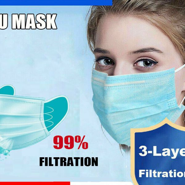 

0B5D 800Pcs Profession 3-Ply Nonwoven Disposable Elastic Mouth protective-protective Civilian Face Mask Wholesale Masks