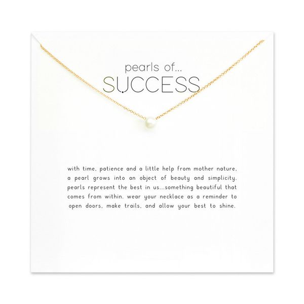 

Exquisite Pearls Of Success Clavicle Necklace Gold Color Chain Choker White Pearl Card For Women Vacation Gift