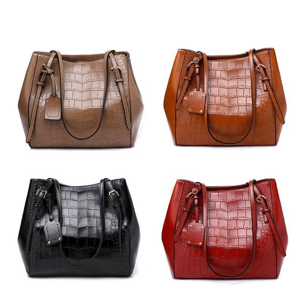 

fashion big shoulder bag new solid color ladies crocodile pattern tote bags women wild handbag lx9f