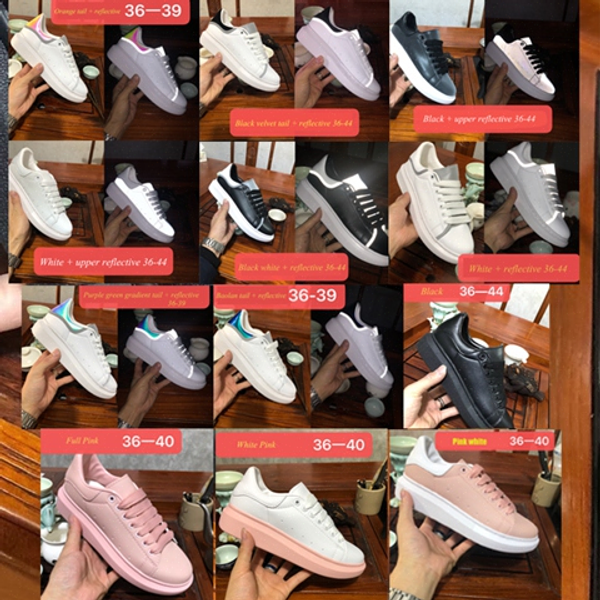 

2020 luxury designer mc models men women fashion leather reflective mqueen platform sports shoes queens mens chaussures sneakerse kky8a15#, Black