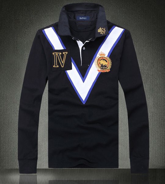 

высокое качество роскошные мужчины дизайнер с длинным рукавом поло футболка с технологией вышивки хлопок мода повседневная поло футболка s-5, White;black